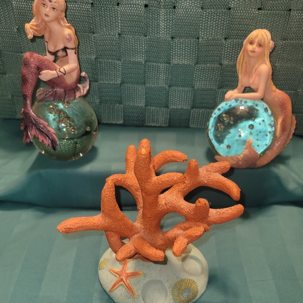 Mermaid Figurines with Coral Decor